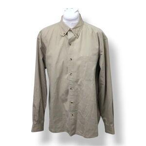 Eddie Bauer Mens Long Sleeve Button Down Shirt VTG 90s Casual Cotton Khaki L